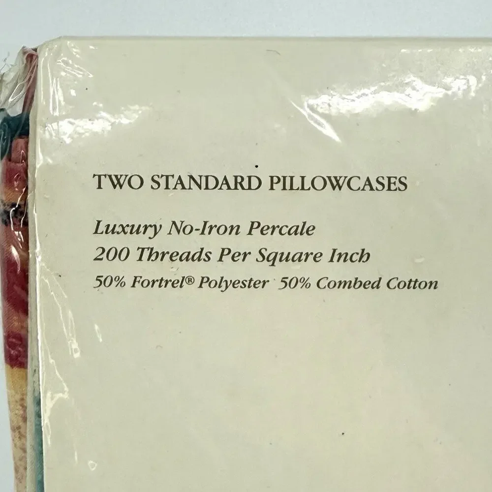 Di Lewis VTG 1991 Set of 2 Standard Pillow Cases Watercolor Floral Country Charm